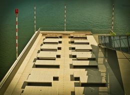 panoramic view of the docks at the port, dusseldorf