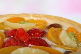 cake with fruit on a plate