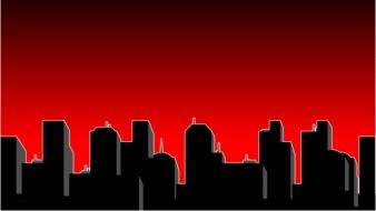 black silhouettes of urban architecture on a red background as an illustration