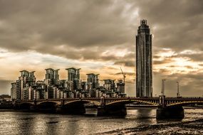 modern bridge over thames in england