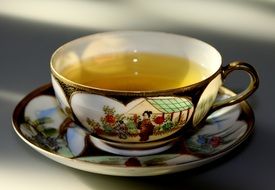 warm tea in a japanese cup