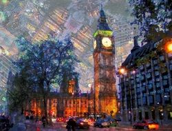 beautiful watercolor drawing of the night big ben