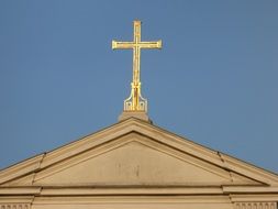 christian cross on the church in Rome