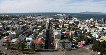 Reykjavik cityscape aerial view