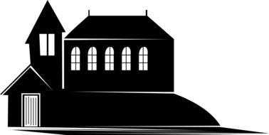 Black Church silhouette drawing at white background