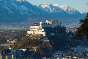 fortress at sunrise, austria, Salzburg