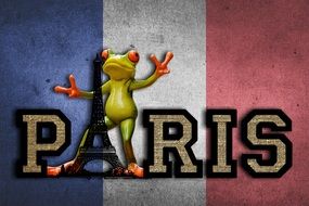 clipart of french flag and Paris sign