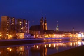 Cityscape of Beautiful Opole at night