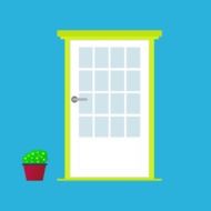 door and flower pot drawing