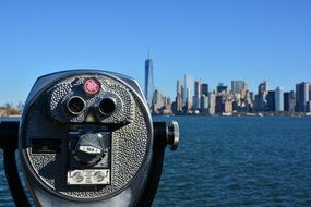 New York city view with the buildings near the river