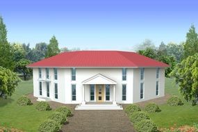 visualization of a house with white walls
