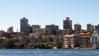 houses and skyscrapers on the coast in sydney