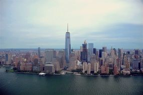 view of modern buildings of new york from a height