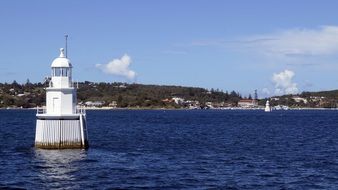 white small lighthouse at Harbour, Australia, Sydney