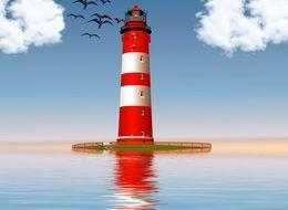 lighthouse in the ocean background