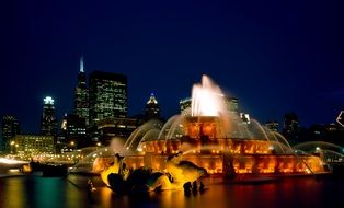 Chicago Illinois city fountain lights