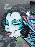 face of japanese woman, Graffiti, Street Art