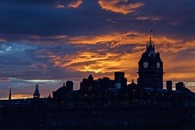 Balmoral hotel in Edinburgh at sunset