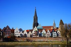 cityscape in the background of blue sky