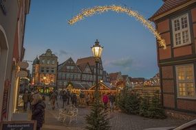 Christmas lights on a small square