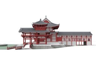 Japanese architecture on a white background