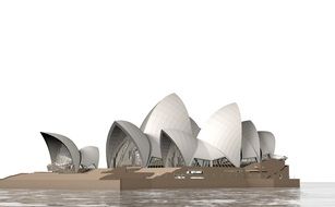 Opera in Sydney as a tourist attraction, 3d illustration