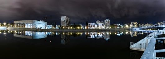 night city panorama in WrocÅaw