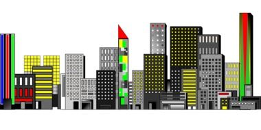 computer image of city skyscrapers