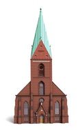 church building with brown walls on a white background