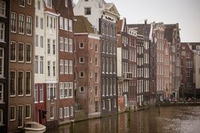 beautiful historic buildings along the canal in Amsterdam