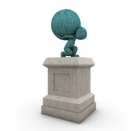 a monument in the form of a man holding the earth