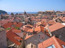 bright roofs of houses in the city of Dubrovnik, Croatia