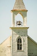 bell tower of a small white church