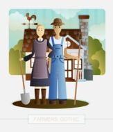 computer drawing of farmers in countryside
