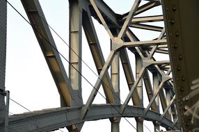 metal beams of the bridge above the rake of the Rhine