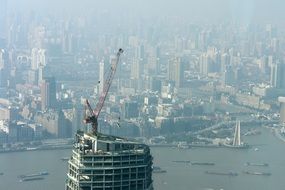 skyscrapers in the fog