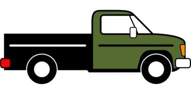 green pickup on a white background