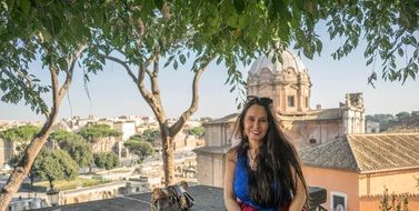 girl posing on rome street