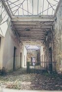 path with staircase in abandoned building