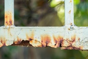 Rusty Metal Fence close-up on blurred background