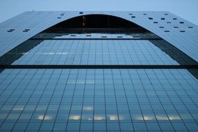 glass facade of a skyscraper in Moscow