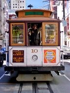 tram on the rails in the street, usa, california, san francisco