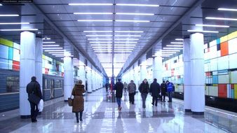 People in Rumyantsevo Metro station, russia, moscow