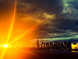 scenic Sunset in city, Japan, Tokyo