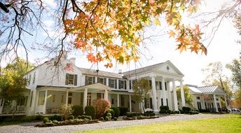 white house among the autumn landscape