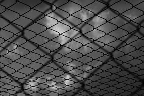 double wire fence at sky, Black And White Sky