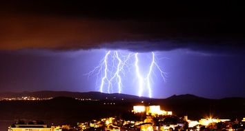 lightning over the night city