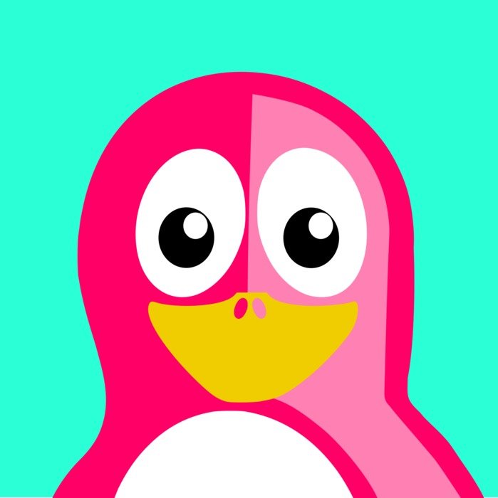 pink penguin on green background