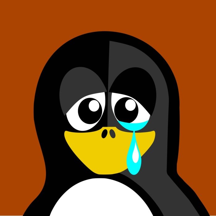 weeping Penguin head, colorful illustration