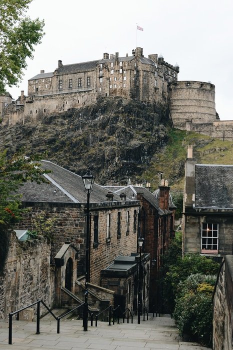 distant view of a medieval castle in the UK